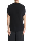 Funnel-Neck Cape-Sleeve Sweater