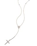 Femme Fatale Diamond Cross Lariat Necklace in 14K White Gold
