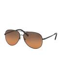 Gradient Metal Aviator Sunglasses, Black