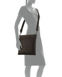Men's Woven Zip-Top Messenger Bag, Nero Black