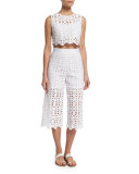 Dana Crocheted-Lace Cropped Pants