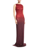 Riviera Sequined Bateau-Neck Gown, Paprika/Pomegranate