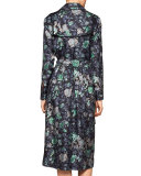 Floral-Print Silk Robe Dress 