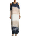 Mischa Tie-Dye Ombré Cold-Shoulder Maxi Dress