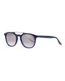 Men's Rainey Rectangular Top-Bar Sunglasses, Cobalt/Silver