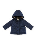 Jamie Quilted Hooded Jacket, Ink Blue, Size 6M-3