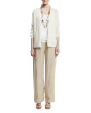 Mini Tape Straight Cardigan, White