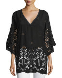 Avy 3/4-Sleeve Eyelet Tunic 