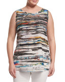 Biacca Striped Tank W/ Attachable Sleeves, Plus Size