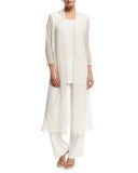 Drama 3/4-Sleeve Crochet Duster Coat