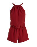 Nasiba Silk Halter Jumpsuit, Brick Red
