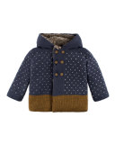 Hooded Double-Breasted Sweater Coat, Blue, Size 12M-4