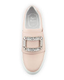 Leather Strass Buckle Sneaker, Pink
