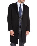 Classic Cashmere Single-Breasted Topcoat, Black