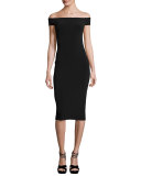Francella Off-the-Shoulder Fitted Midi Dress