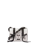 Hava Leather Chain Crossbody Bag, White/Black