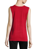 Round Sleeveless Tank, Red, Petite