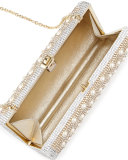 Gala Crystal Cylinder Clutch Bag, Champagne Multi