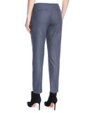 Marcia Straight-Leg Stretch-Wool Ankle Pants, Carbon Melange
