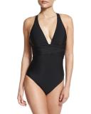 Cabana Solids Alana Crossover One-Piece Swimsuit