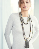 Long Faceted Labradorite & Bone Necklace