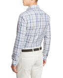 Large Check Sport Shirt, Dark Blue Check