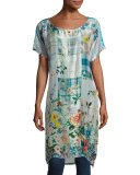 Plaid Silk-Georgette Long Tunic