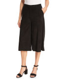 Suede Culotte Pants, Black  