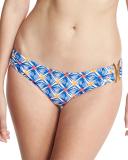 Elba Mosaic-Print Bandeau Bikini Swim Bottom, Multicolor