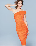India Off-The-Shoulder Sheath Dress, Orange