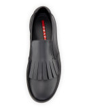 Fringed Leather Slip-On Sneaker