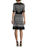 Frequency Zigzag Half-Sleeve Dress