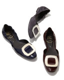 Ballerine Chips Patent Leather d'Orsay Flat, Navy