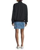 Distressed Stretch Denim Skirt, Indigo