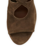 Sexy Thing Suede 85mm Wedge Sandal, Truffle