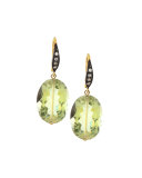Green Amethyst & White Sapphire Drop Earrings