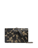 Arabesque Canvas Chain Wallet, Brown/Black