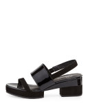 Malia Patent Mid-Heel Sandal, Black