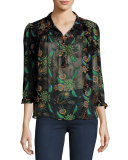 Yuppie Paisley-Print Top, Black