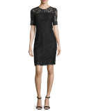 Bellamy Lace Long-Sleeve Dress, Black