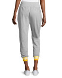 Heathered Jersey Elastic-Logo Sweatpants, Gray