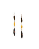 Tarabu Linear Dark Horn & Bronze Drop Earrings