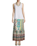 Nova Printed Silk Tiered Maxi Skirt