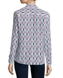 Adalyn Long-Sleeve Printed Shirt, Bright White/Multi
