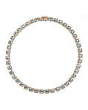 Bella Mini 18K Rose Gold-Washed Button Rivière Necklace, Sky Blue
