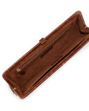 Small Frame Crocodile Clutch Bag, Cognac Shiny