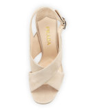 Suede Crisscross Chunky Sandal, Quarzo