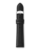 18mm Leather Watch Strap, Jet Black