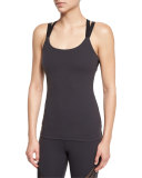 Polka-Dot Mesh-Back Sport Camisole, Black