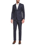 Modern-Fit Flat-Front Trousers, Bright Steel Blue